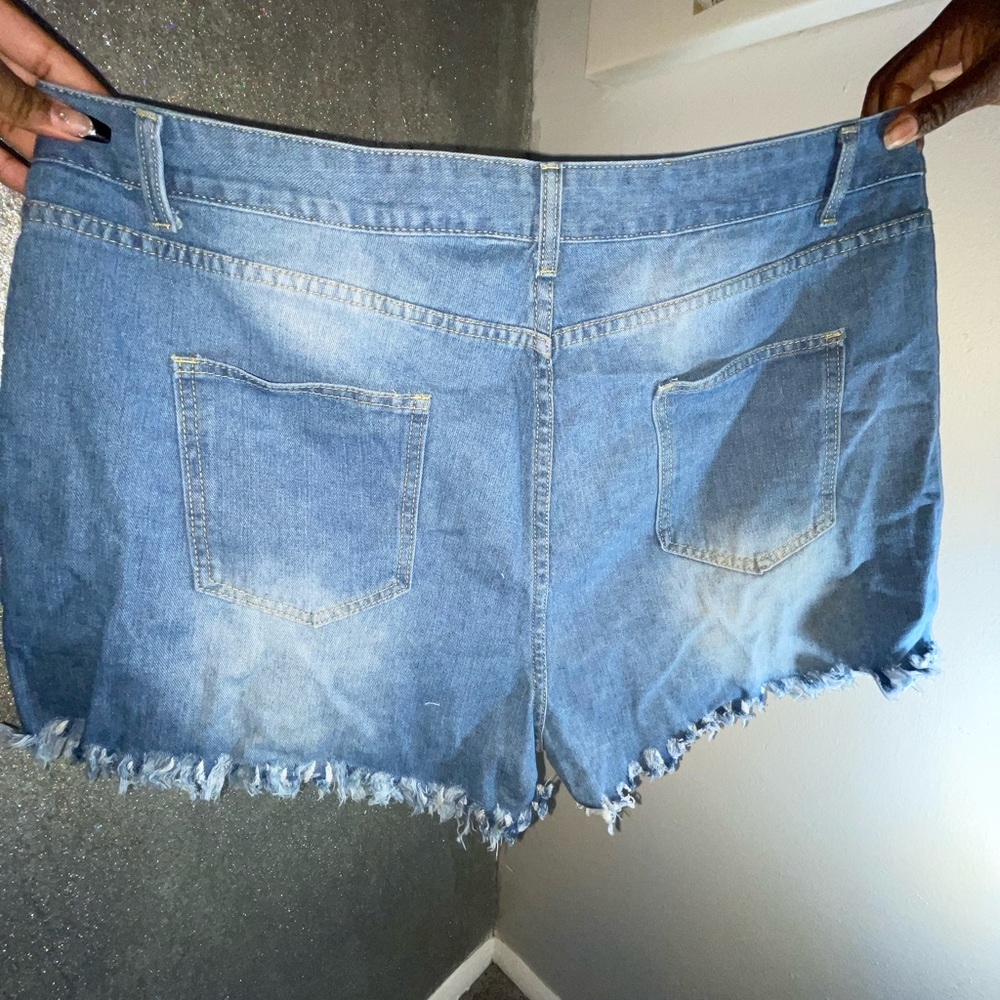 Ripped jean shorts